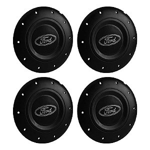 Jogo Calota Central Roda de Ferro Ford Emblema Preto Modelo Amarok aros 13 14 15