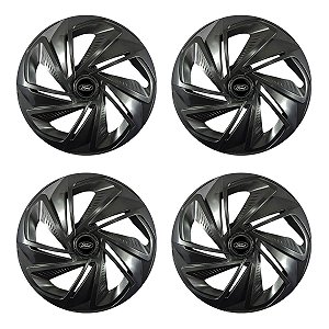 Jogo Calota Esportiva Aro 14 Nitro Grafite emblema Ford Preto
