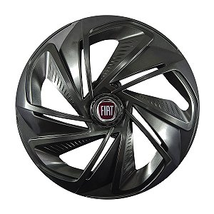 Calota Esportiva Aro 14 Nitro Grafite emblema Fiat Vermelho