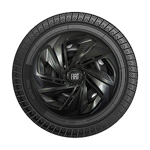 Jogo Calota Esportiva Aro 14 Nitro Grafite emblema Fiat Preto