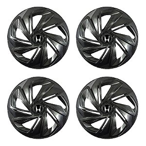 Jogo Calota Esportiva Aro 14 Nitro Grafite emblema Honda