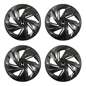 Jogo Calota Esportiva Aro 14 Nitro Grafite emblema Honda