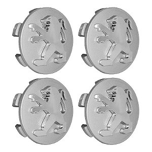 Jogo Calotinha 60mm Centro de Roda Peugeot 206 207 208 307 Hoggar Prata e Cromada