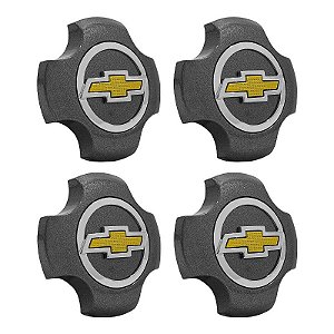 Jogo Calota Central Chevrolet Montana Sport Grafite boton Dourado