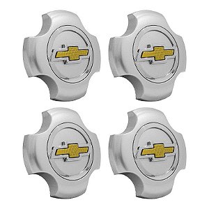 Jogo Calota Central Chevrolet Montana Sport Prata boton Dourado