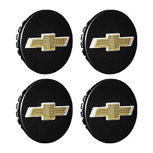 Jogo Calotinha 58mm Centro de Roda GM Onix Cruze Agile Cobalt Prisma 20 garras Preta