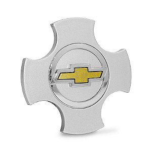 Calotinha Centro de Roda GM Meriva CD Prata c/ boton Dourado