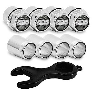 Capa Bico de Válvula Cromado Pneu BBS Carbono