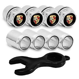 Capa Bico de Válvula Cromado Pneu Porsche