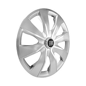 Jogo Calota Esportiva aro 13 Prime Prata emblema Fiat Preto