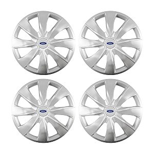 Jogo Calota Esportiva aro 13 Prime Prata emblema Ford Prata