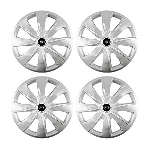 Jogo Calota Esportiva aro 13 Prime Prata emblema Ford Preto
