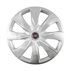 Calota Esportiva aro 14 Prime Prata emblema Fiat Vermelho
