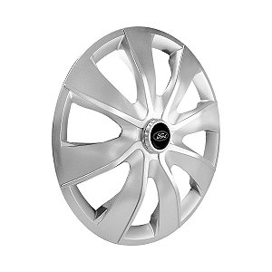 Jogo Calota Esportiva aro 14 Prime Prata emblema Ford Preto