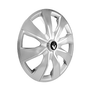 Calota Esportiva aro 14 Prime Prata emblema Renault Preto