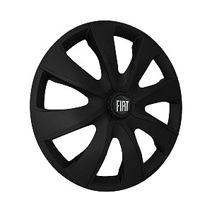 Jogo Calota Esportiva aro 13 Prime Preta Fosca Emblema Fiat Preto