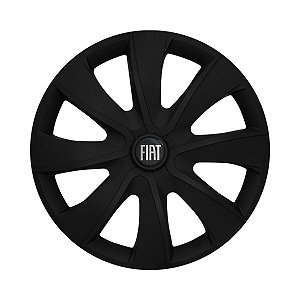 Calota Esportiva aro 14 Prime Preta Fosca Emblema Fiat Preto