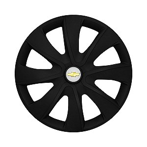 Calota Esportiva aro 14 Prime Preta Fosca Emblema GM Prata