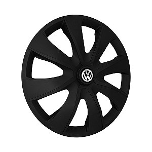 Jogo Calota Esportiva aro 14 Prime Preta Fosca Emblema Volkswagen