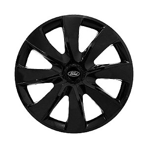 Calota Esportiva aro 14 Prime Preta Brilhante Emblema Ford Preto