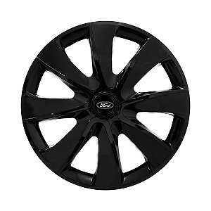 Calota Esportiva aro 14 Prime Preta Brilhante Emblema Ford Preto
