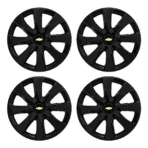 Jogo Calota Esportiva aro 14 Prime Preta Brilhante emblema GM Preto