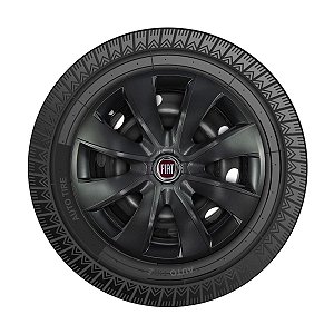 Calota Esportiva aro 14 Prime Grafite Emblema Fiat Vermelho
