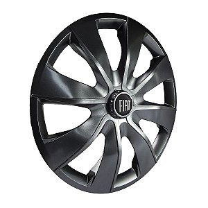 Jogo Calota Esportiva aro 14 Prime Grafite Emblema Fiat Preto