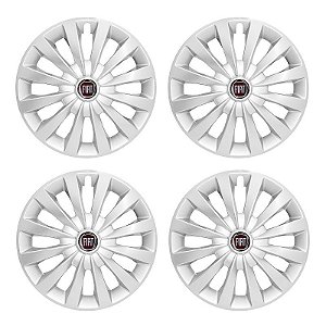 Jogo Calota Esportiva aro 13 Passat CC Prata emblema Fiat Vermelho