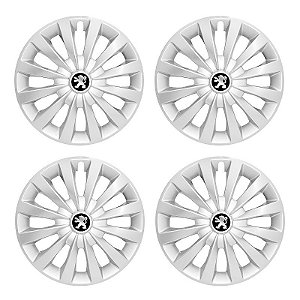 Jogo Calota Esportiva aro 13 Passat CC Prata emblema Peugeot