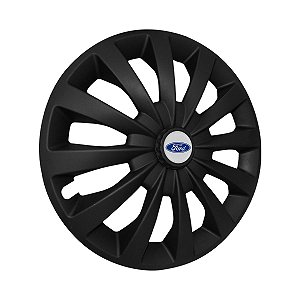 Calota Esportiva aro 13 Passat CC Preta Fosca emblema Ford Prata