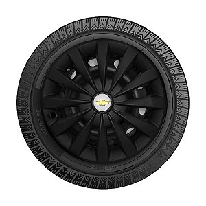 Jogo Calota Esportiva aro 13 Passat CC Preta Fosca emblema GM Prata