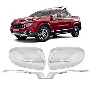 Aplique Capa e friso base Cromada de Retrovisor Fiat Toro 2017 a 2022