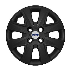 Calota Aro 14 Ford Ka+ Ka 2015/2018 preta fosca emblema resinado