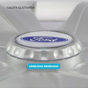 Calota Aro 14 Ford Ka+ Ka 2015/2018 preta fosca emblema resinado
