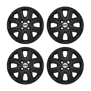 Jogo Calota Aro 14 Ford Ka+ Ka 2015/2018 preta fosca emblema resinado