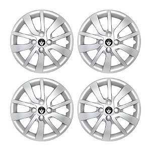 Jogo Calota Aro 14 Renault Clio Sandero Logan 2014/2020 Prata