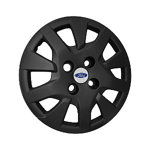 Calota Aro 14 Preta Fosca Ka Hatch Sedan 2019 2020 Com Emblema