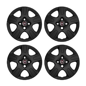 Jogo Calota aro 14 Fiat Strada 2013/2020 preta fosca