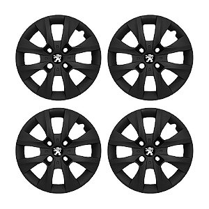 Jogo Calota Aro 14 Peugeot 206 207 208 Preta Fosca