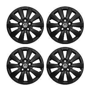 Jogo Calota Aro 15 Vw Space Fox Polo Fox 2014/2015 Preta Fosca