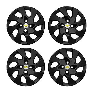 Jogo Calota aro 13 Chevrolet modelo Onix Prisma Preta Fosca