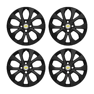 Jogo Calota aro 15 Chevrolet Onix Prisma 2017/2019 Preta Fosca