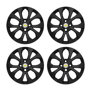 Jogo Calota aro 15 Chevrolet Onix Prisma 2017/2019 Preta Fosca
