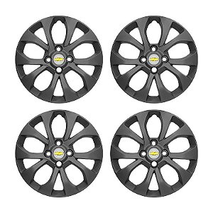 Jogo Calota aro 14 Chevrolet Onix Prisma 2017/2019 Grafite Fosca