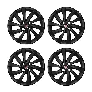 Jogo Calota Aro 15 Fiat Strada 2021 preta fosca