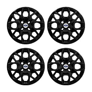 Jogo Calota Aro 14 Ford Ka+ Ka Sedan 2015/2018 preta brilhante