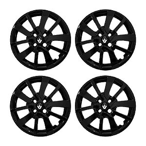 Jogo Calota Aro 15 Renault Sandero Logan 2014/2020 Preta Brilhante