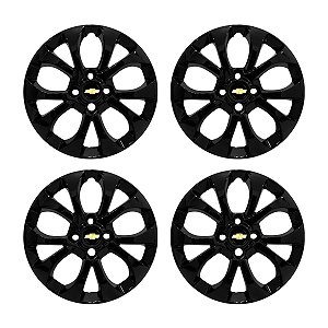 Jogo Calota aro 15 Chevrolet Onix Prisma 2017/2019 Preta Brilhante