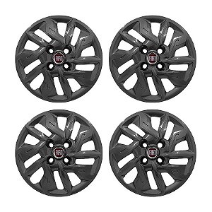 Jogo Calota aro 14 Fiat Argo 2017/2020 grafite brilhante emblema resinado